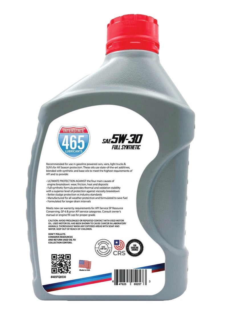 465LUBRICANTS Synthetic engine oil 5W-30 1QT x 12 - Image 3